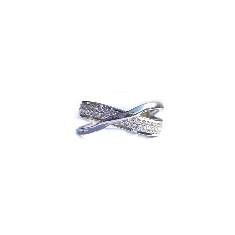 Crisscross CZ Silver Ring - Boldiful