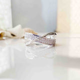 Crisscross CZ Silver Ring - Boldiful