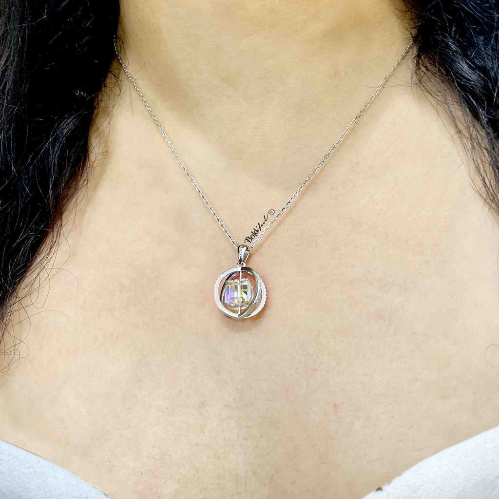 Cube Crystal Silver Pendant - Boldiful