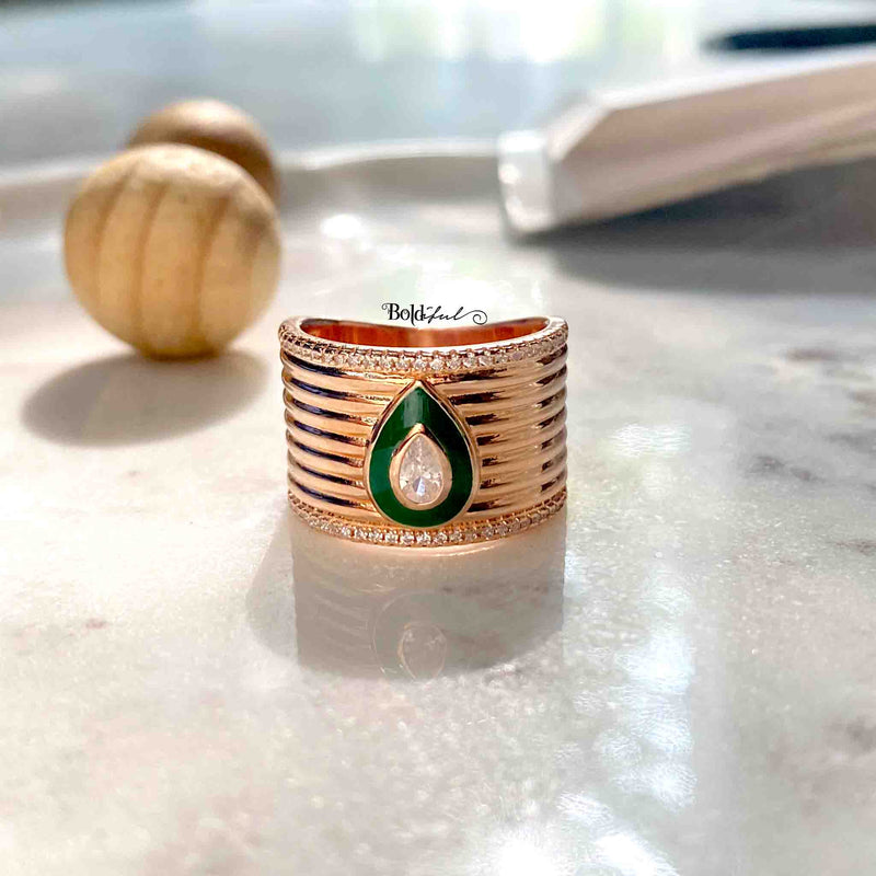 Dramatic Silver Band Ring - Boldiful