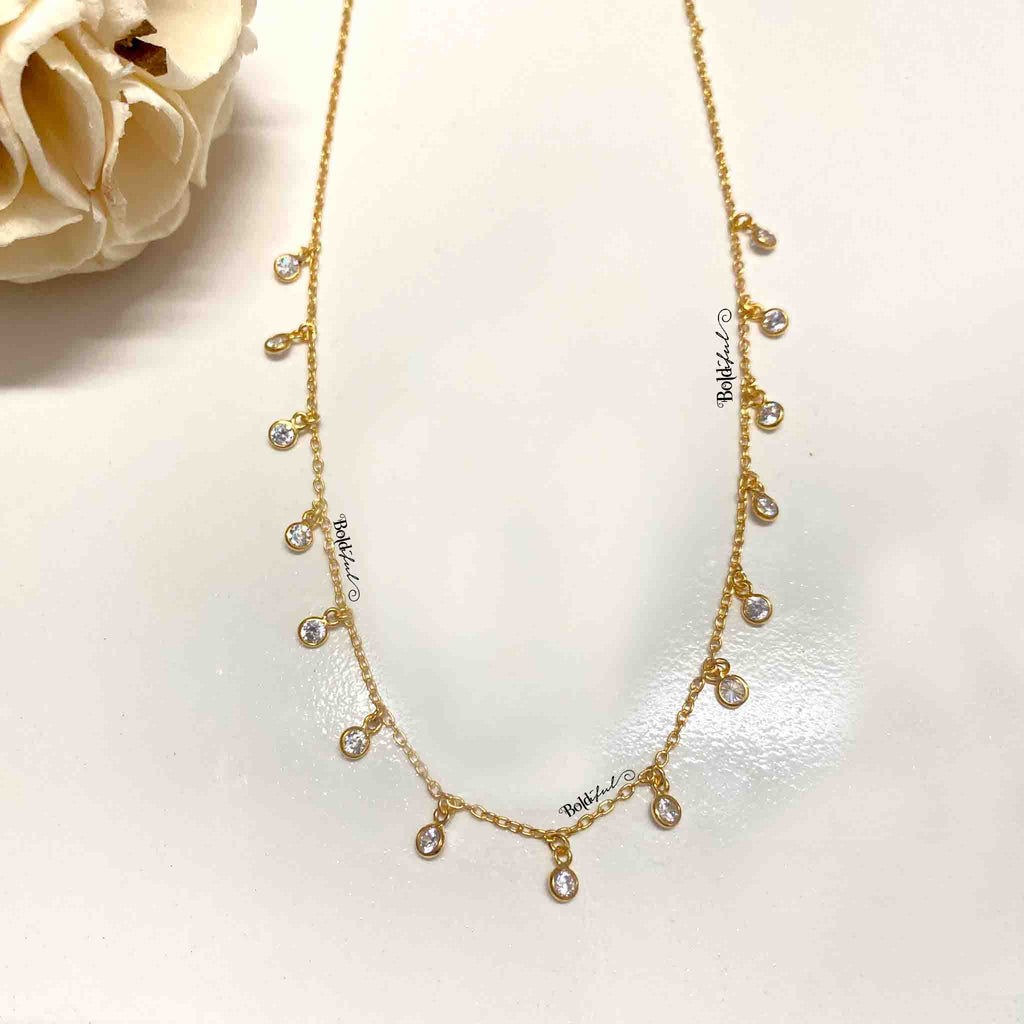 Droplet Charm Silver Necklace - Boldiful