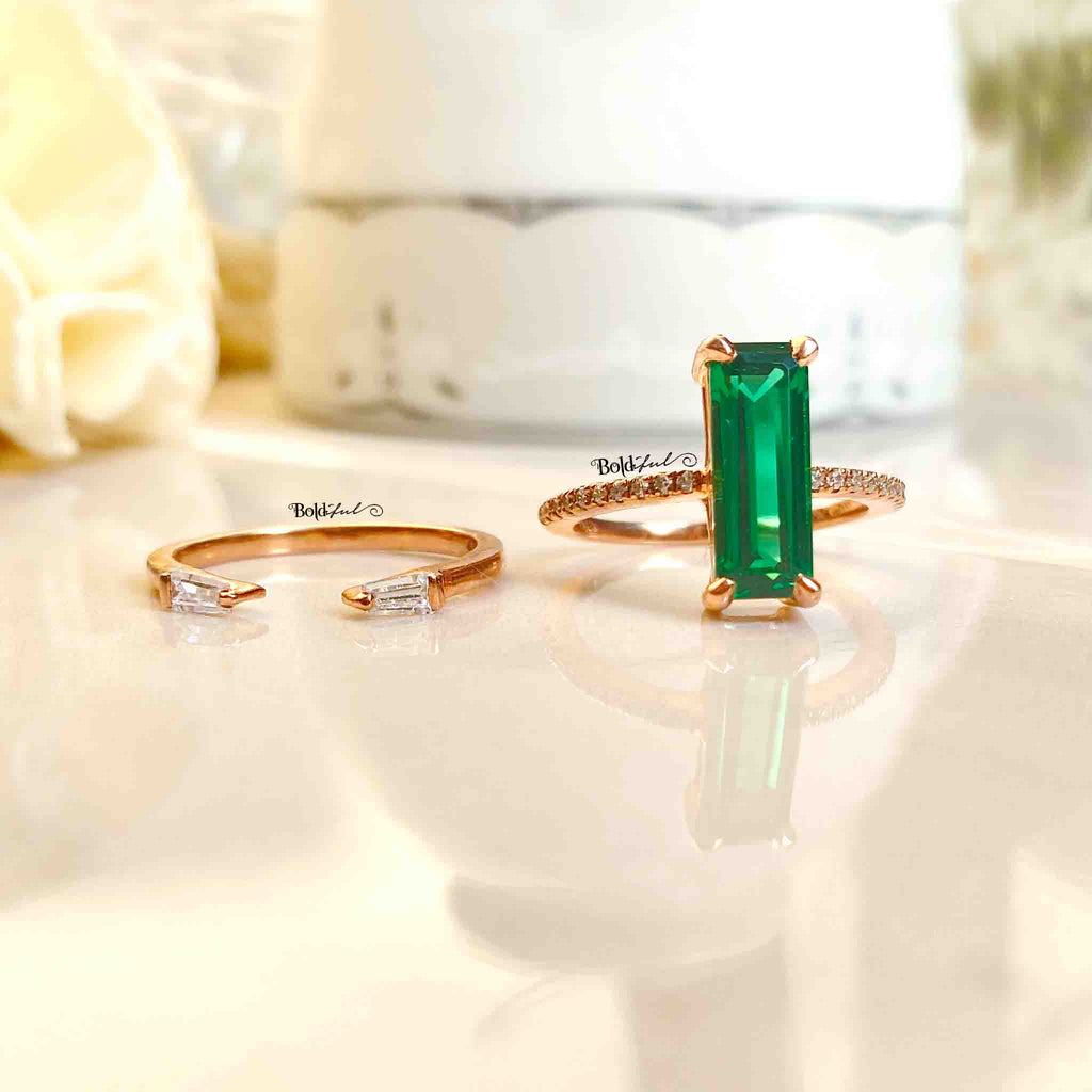 Elongated Baguette Stackable Rings - Boldiful