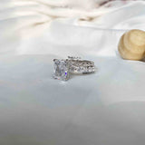 Emerald Cut Ring With Stackable Band - Boldiful