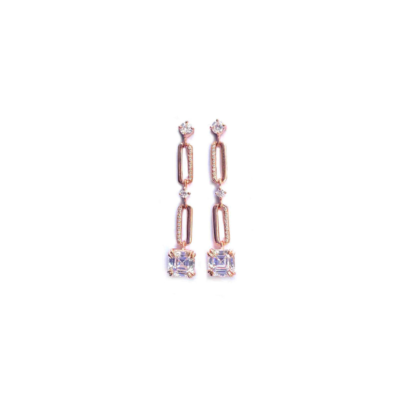 Fervent Asscher Cut Silver Earrings - Boldiful
