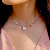 Fervent Asscher Cut Link Necklace - Boldiful