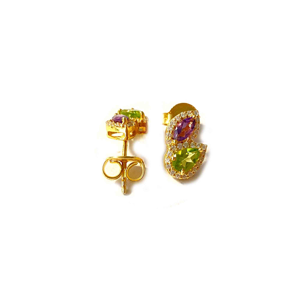Fervor Peridot Amethyst Earstuds - Boldiful