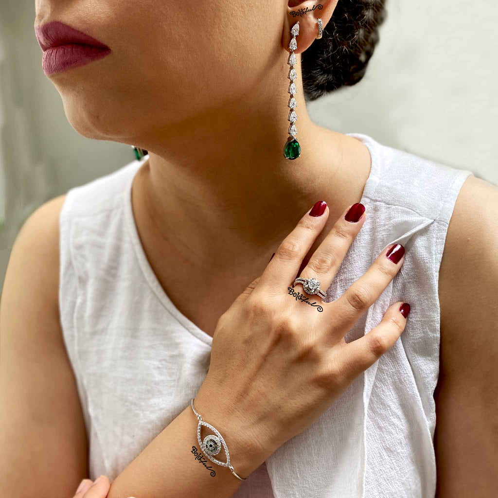Fiery Silver Long Earrings - Boldiful