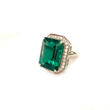 Flamboyant Emerald Cut Silver Ring