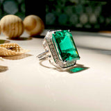 Flamboyant Emerald Cut Silver Ring - Boldiful