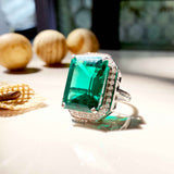 Flamboyant Emerald Cut Silver Ring - Boldiful