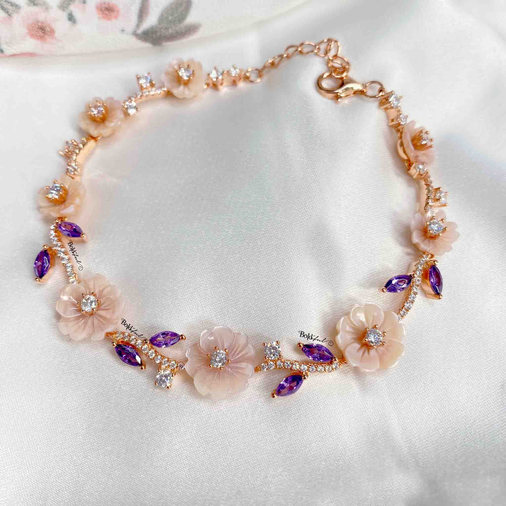 Floral Bahara Silver Bracelet - Boldiful