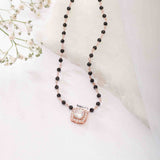 Gauzy Cushion Cut Silver Mangalsutra - Boldiful