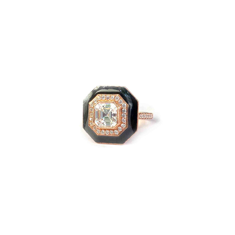Gilt-Edge Asscher Cut Silver Ring - Boldiful