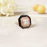 Gilt-Edge Asscher Cut Silver Ring - Boldiful