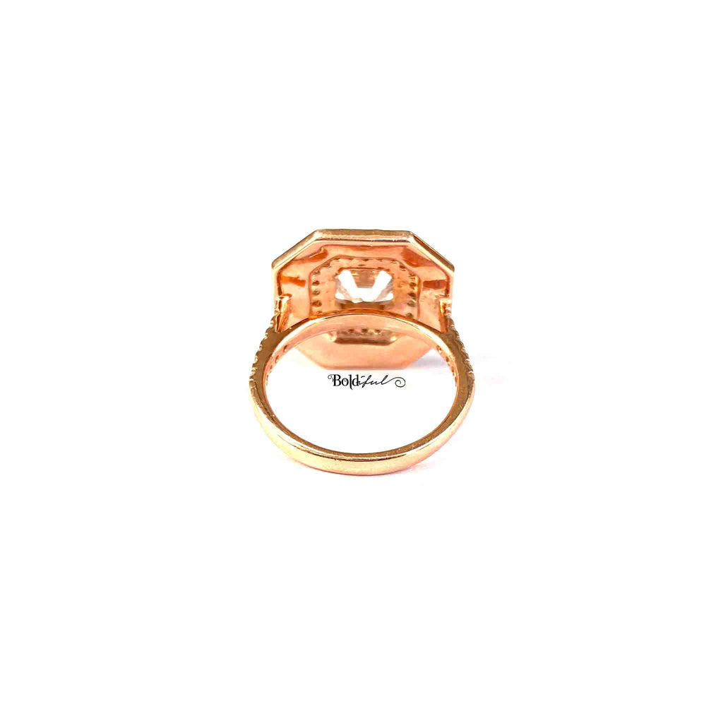 Gilt-Edge Asscher Cut Silver Ring - Boldiful
