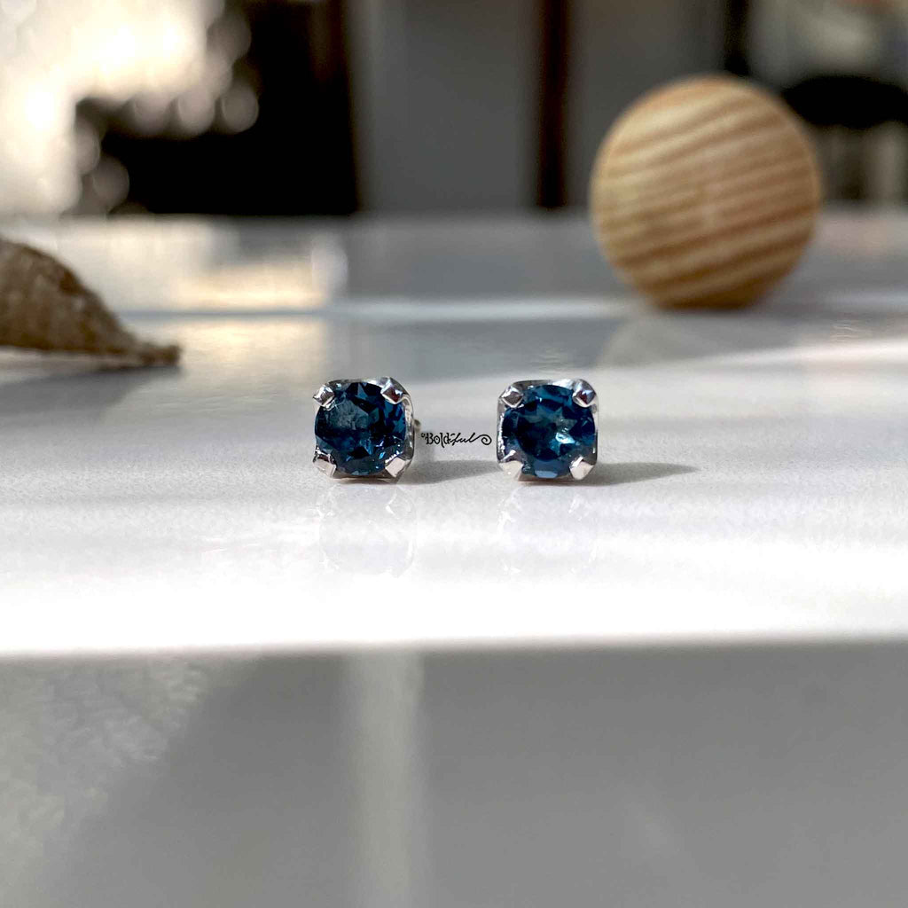 London Blue Topaz Ear Studs - Boldiful