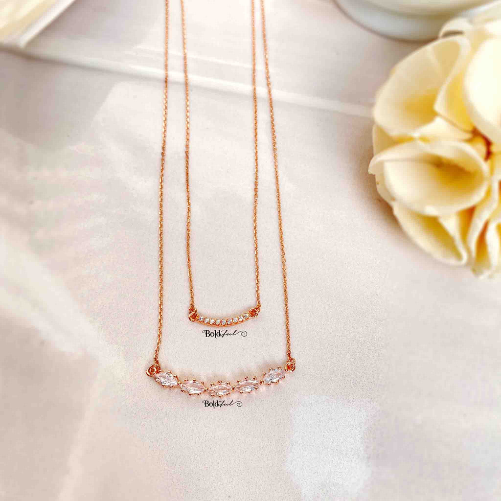 Marquise Double Layered Necklace - Boldiful