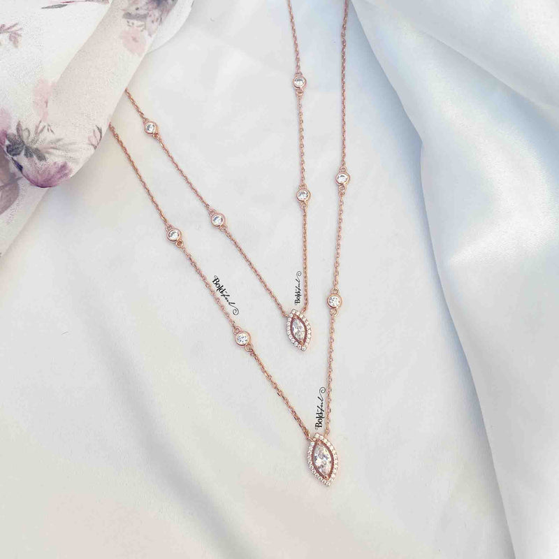 Marquise Droplet Layered Necklace - Boldiful