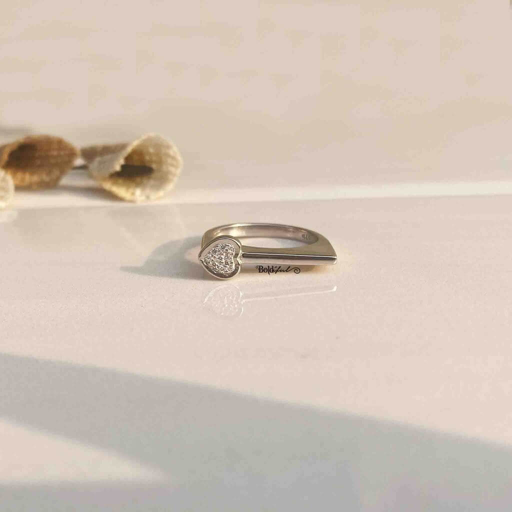 Mini Heart Silver Ring - Boldiful