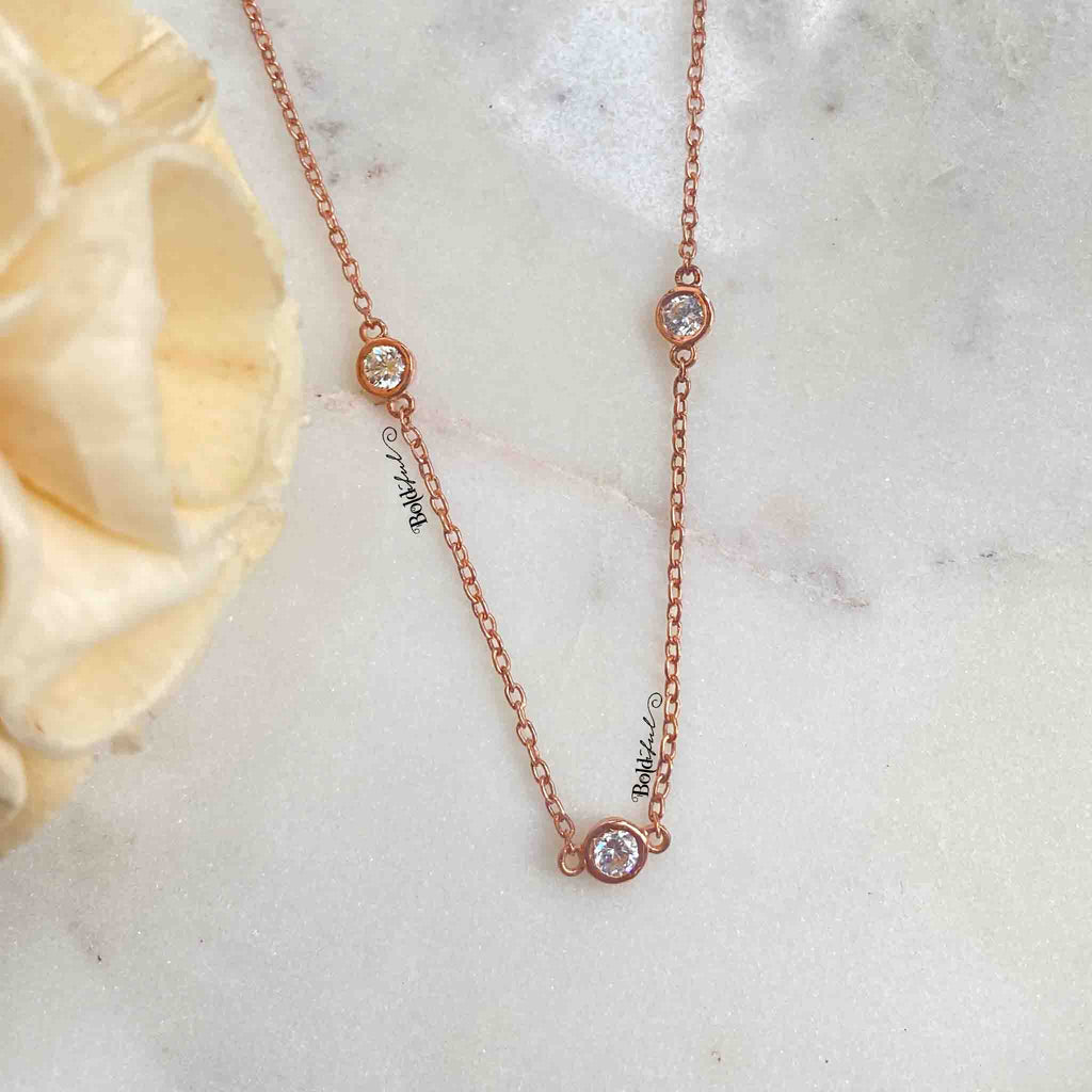 Minimal CZ Silver Necklace - Boldiful