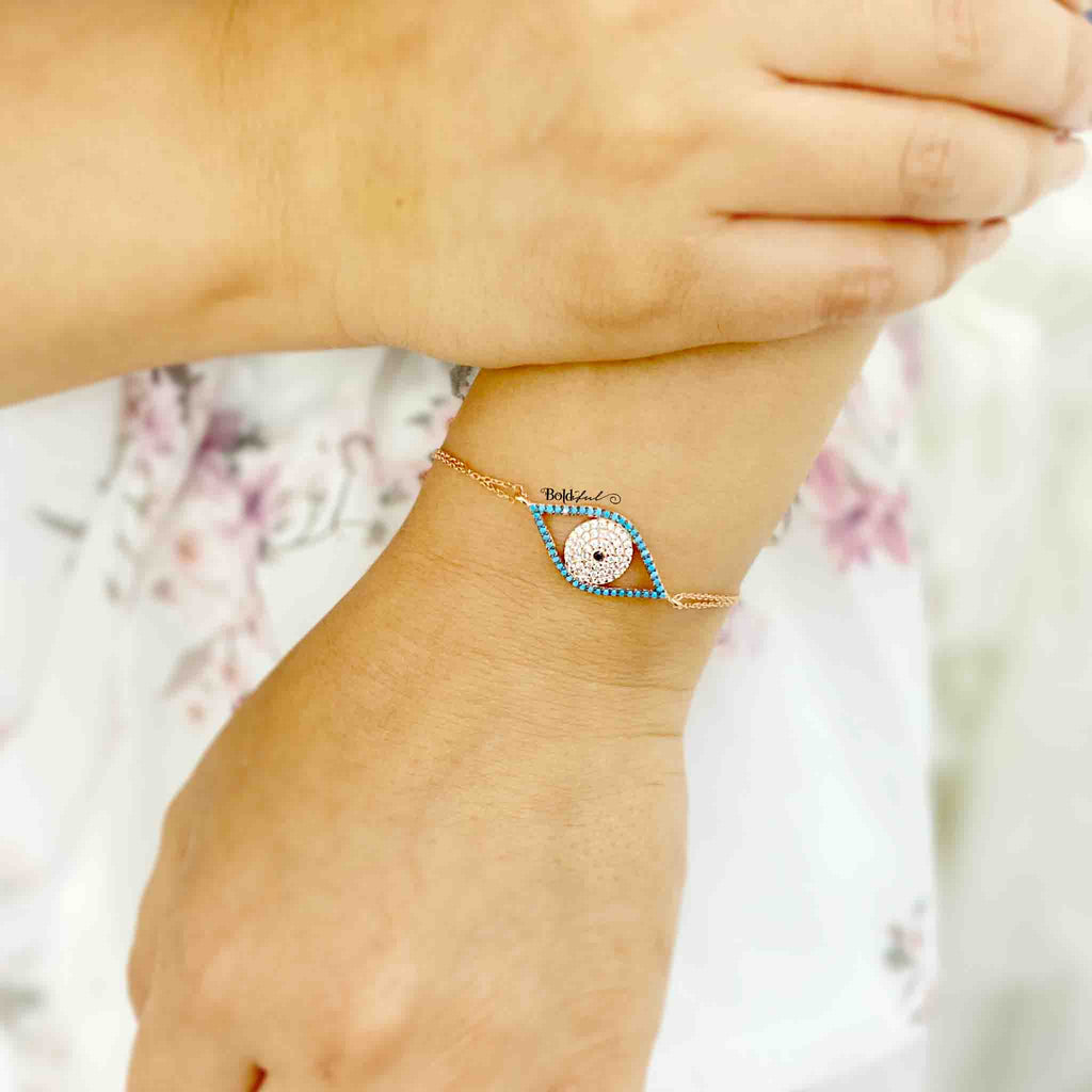 Mod Evil Eye Silver Bracelet - Boldiful