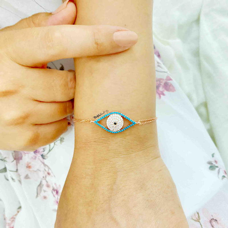 Mod Evil Eye Silver Bracelet - Boldiful