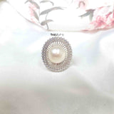 Nacre Silver Cocktail Ring - Boldiful