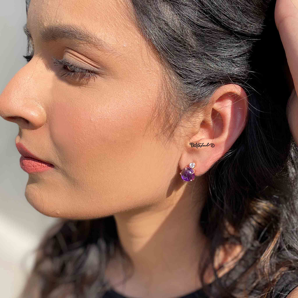 Nitid Cabochon Silver Earstuds - Boldiful