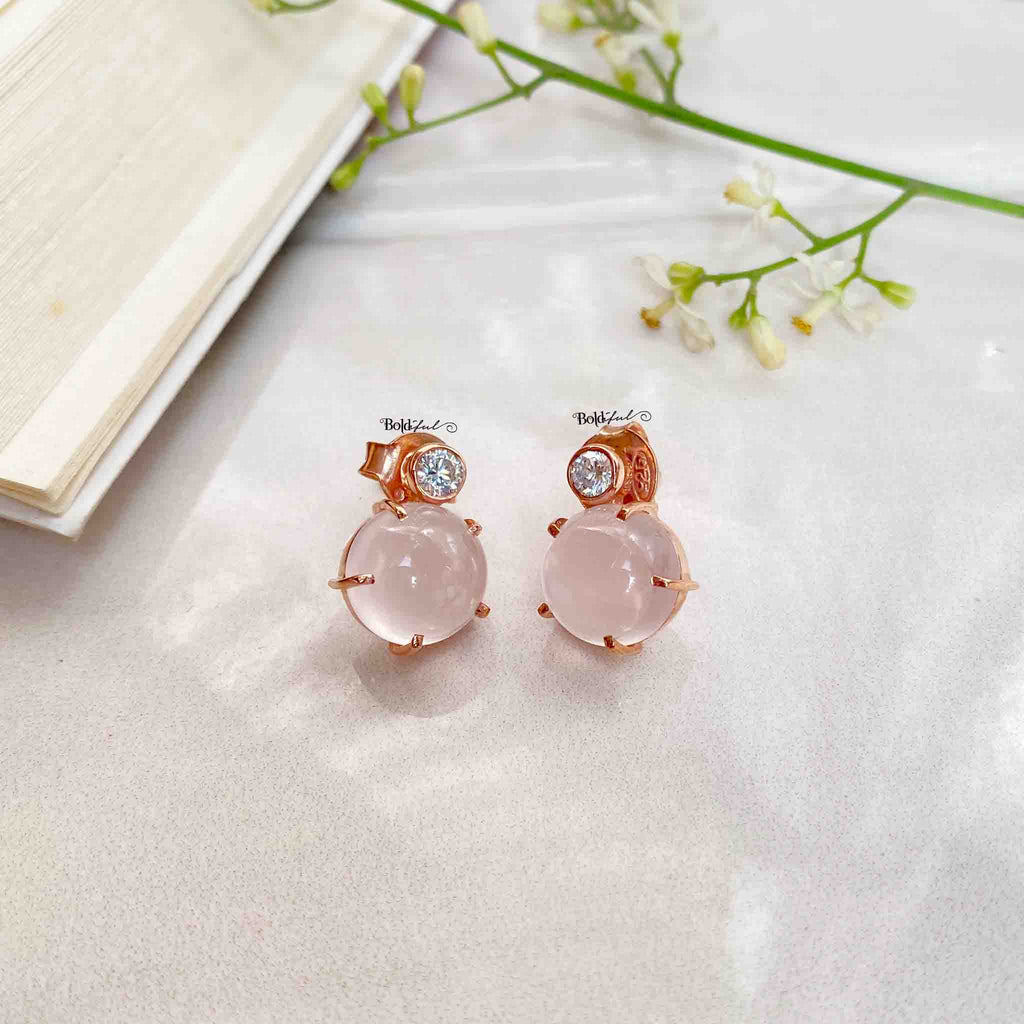 Nitid Cabochon Silver Earstuds - Boldiful