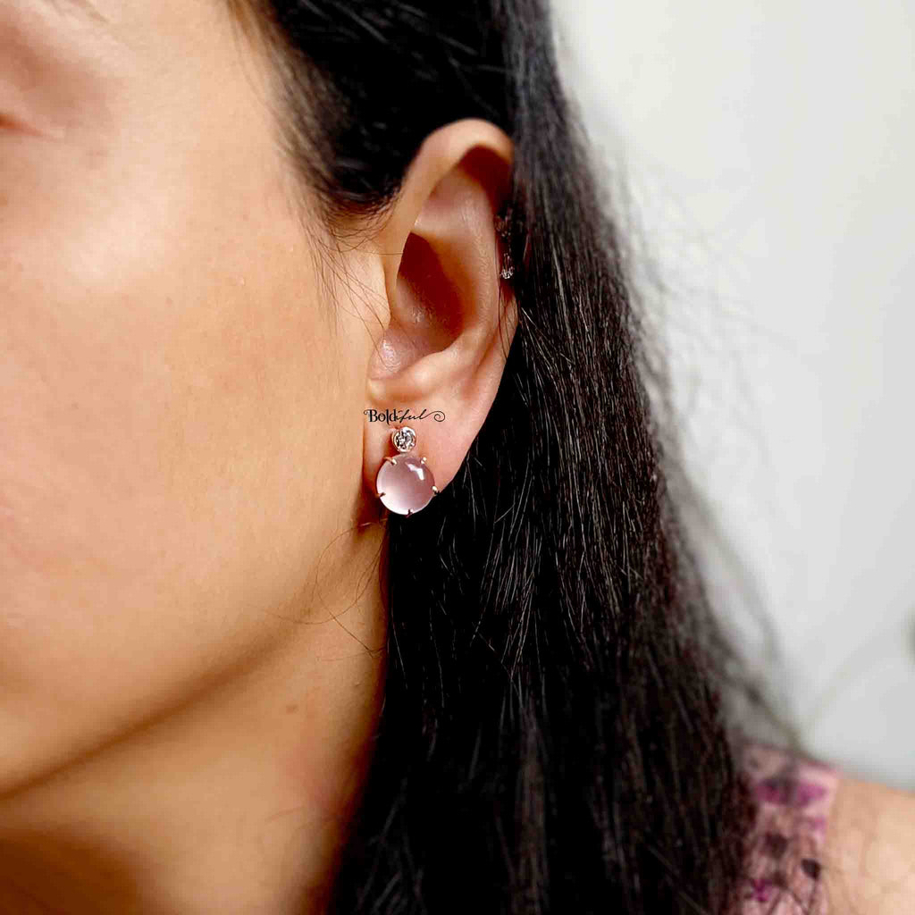 Nitid Cabochon Silver Earstuds - Boldiful