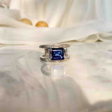 Nova Emerald Cut Silver Ring - Boldiful