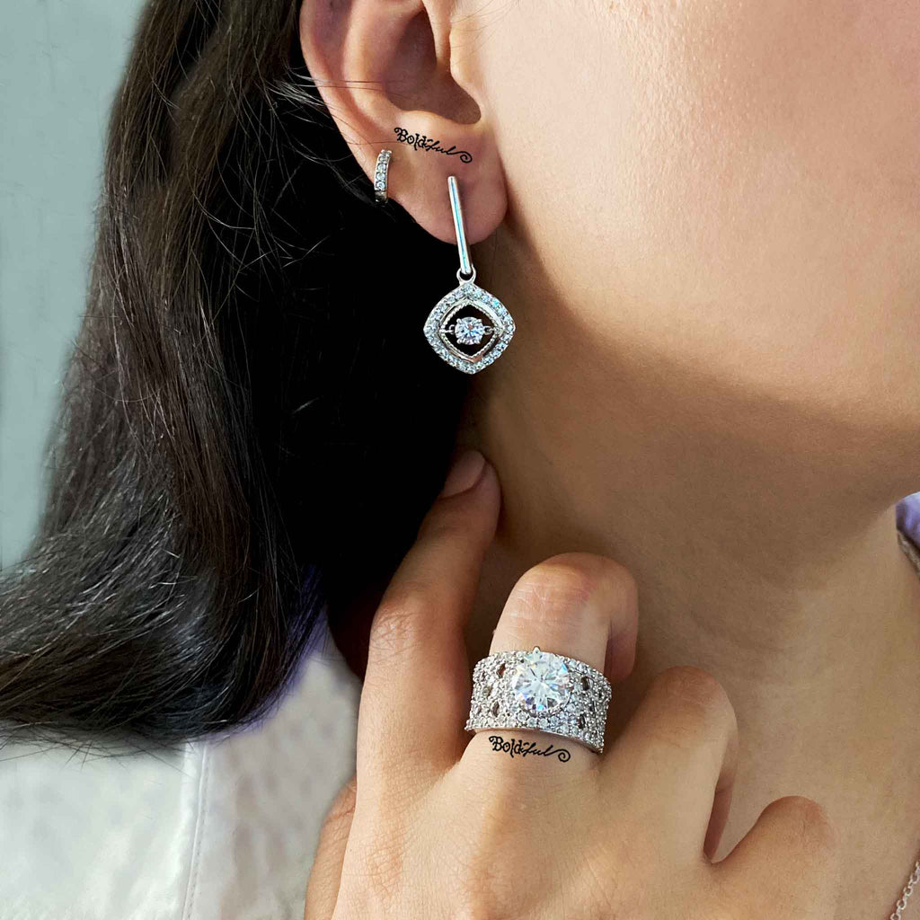 Oblong 925 Silver Earrings - Boldiful