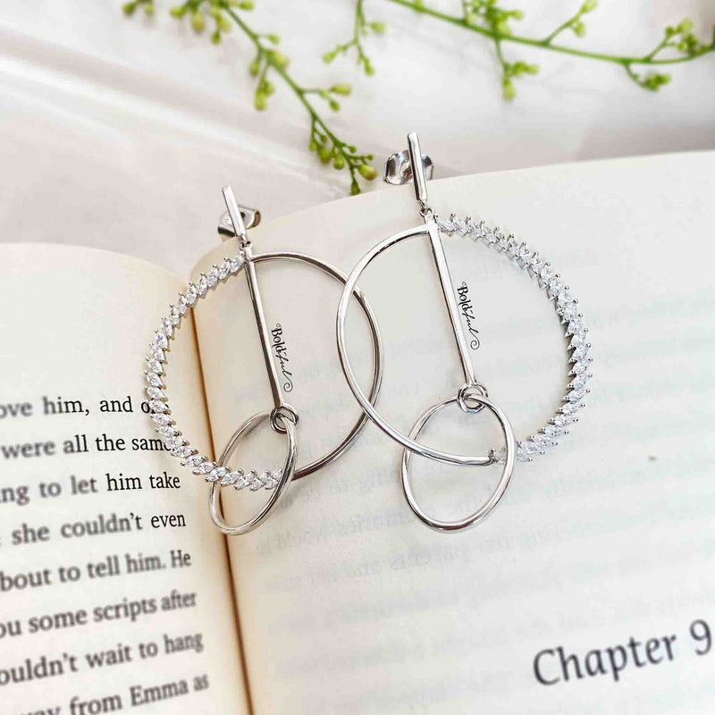 Orbicular Marquise Silver Earrings - Boldiful