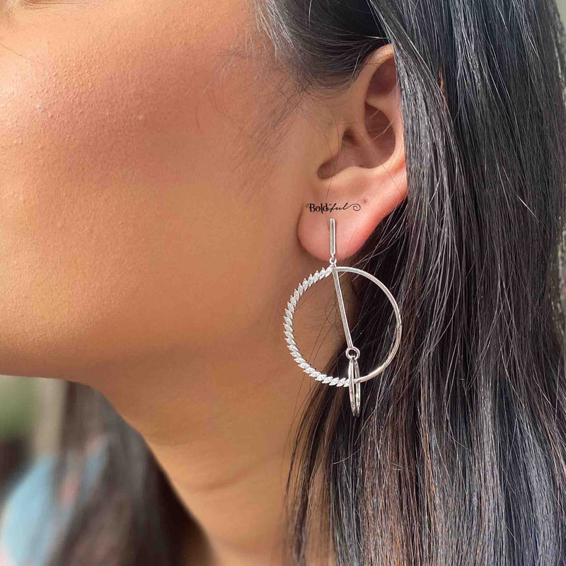 Orbicular Marquise Silver Earrings - Boldiful