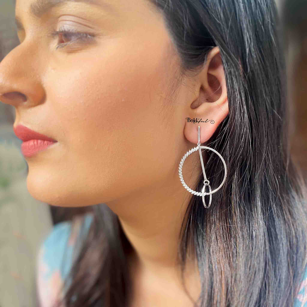 Orbicular Marquise Silver Earrings - Boldiful