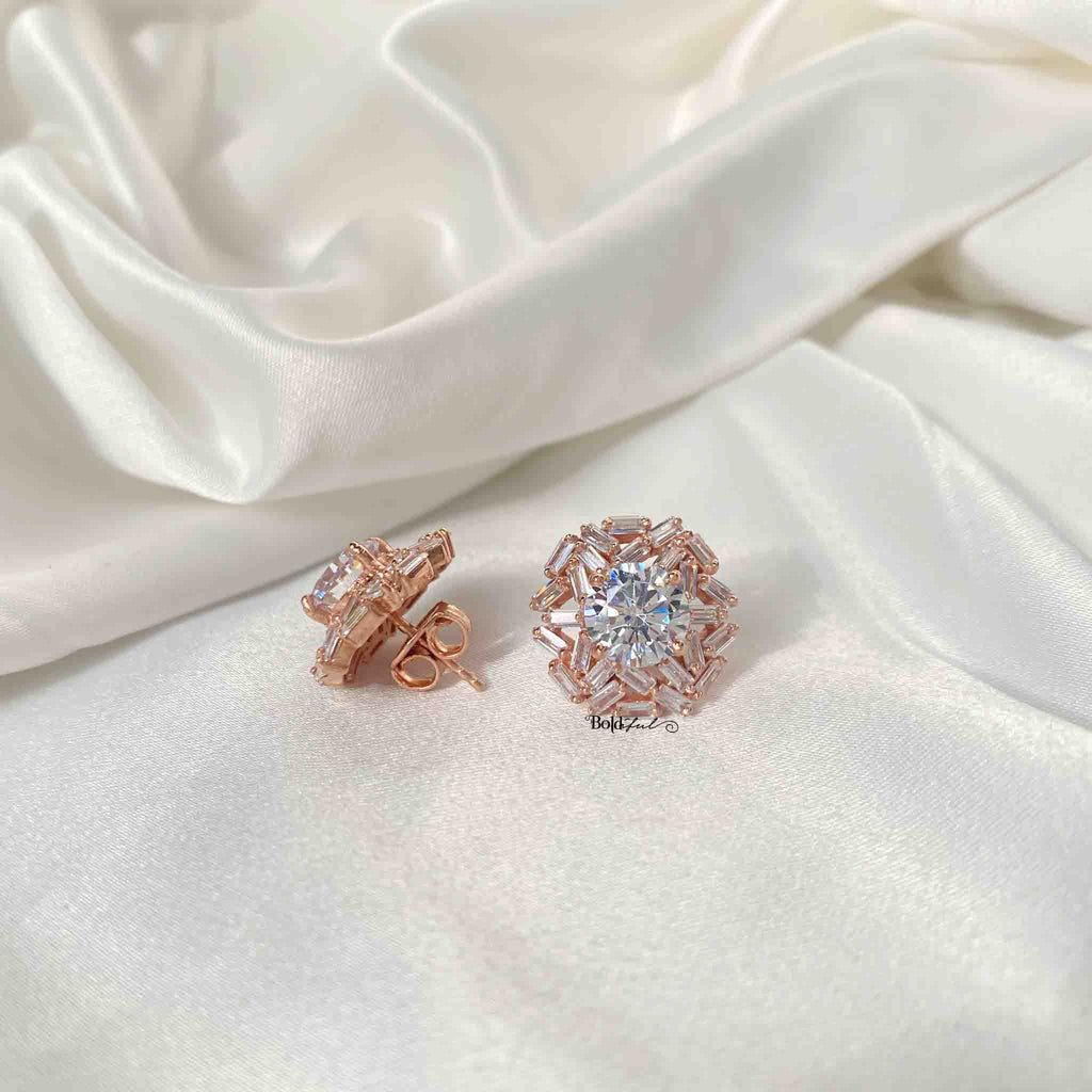 Ornate Baguette Moissanite Studs - Boldiful