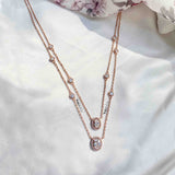 Oval Halo Layered Silver Necklace  - Boldiful