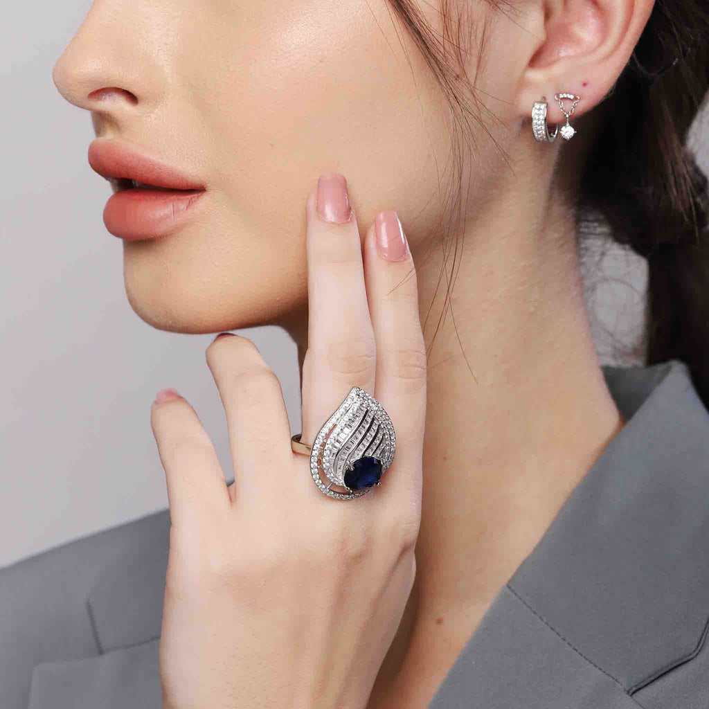 Pear Cocktail Silver Ring - Boldiful