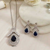 Pear Cut Bluestone Silver Pendant set