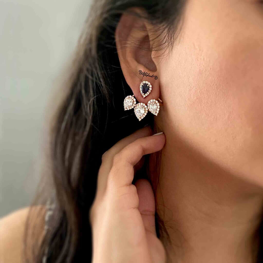 Pétale Silver Ear Jackets - Boldiful