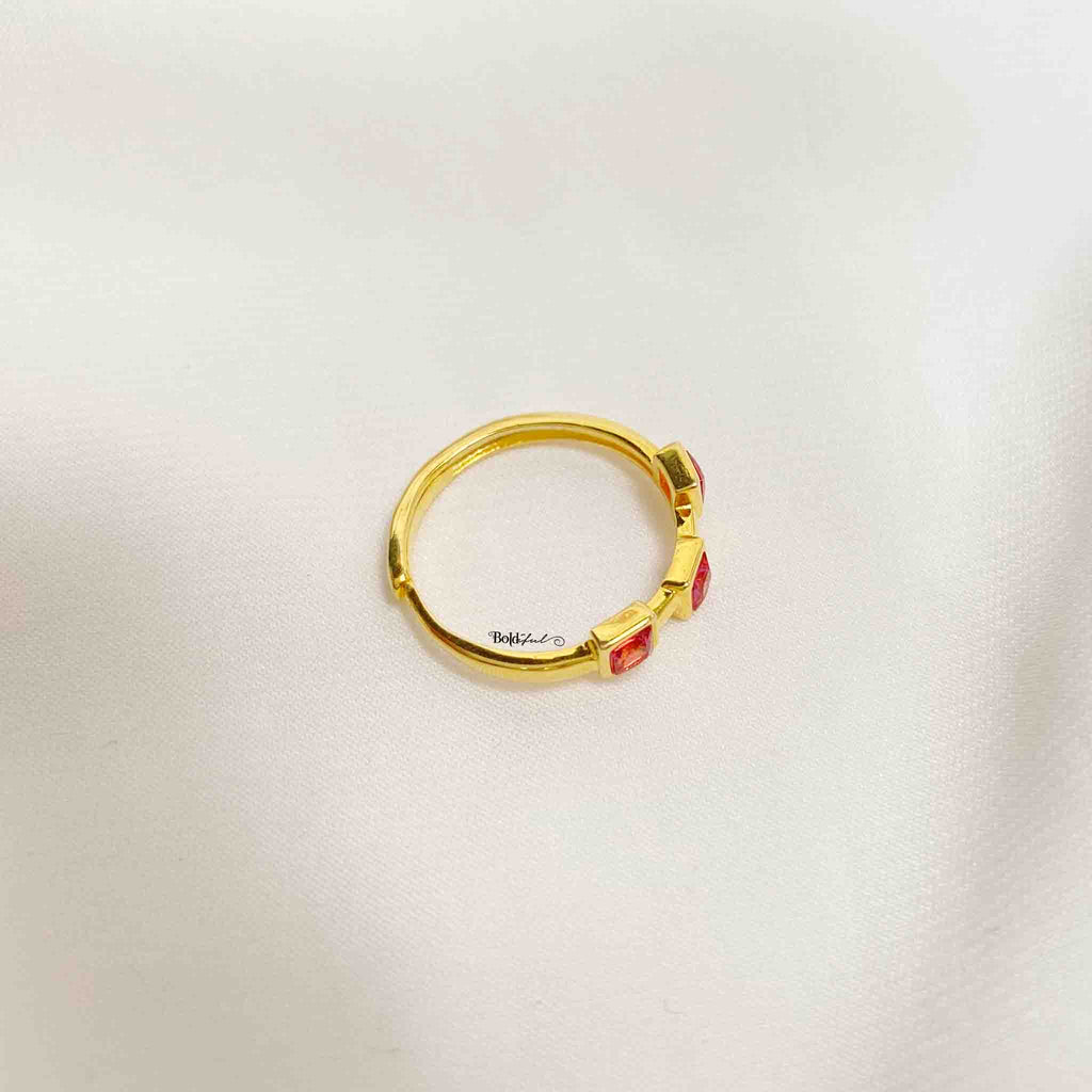 Pink Princess Cut Silver Ring - Boldiful