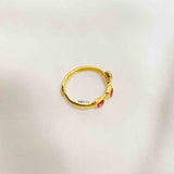 Pink Princess Cut Silver Ring - Boldiful