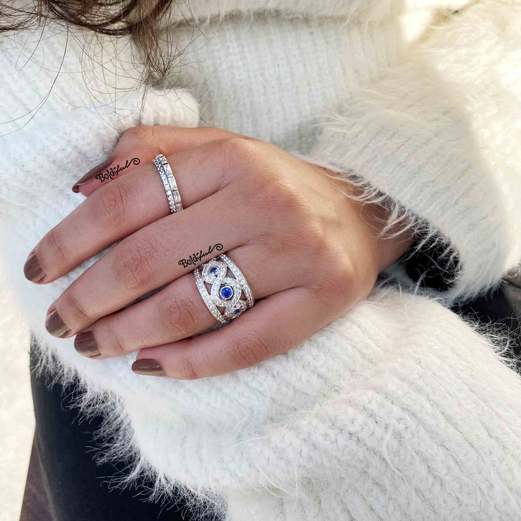 Purl Wide Silver Band Ring - Boldiful