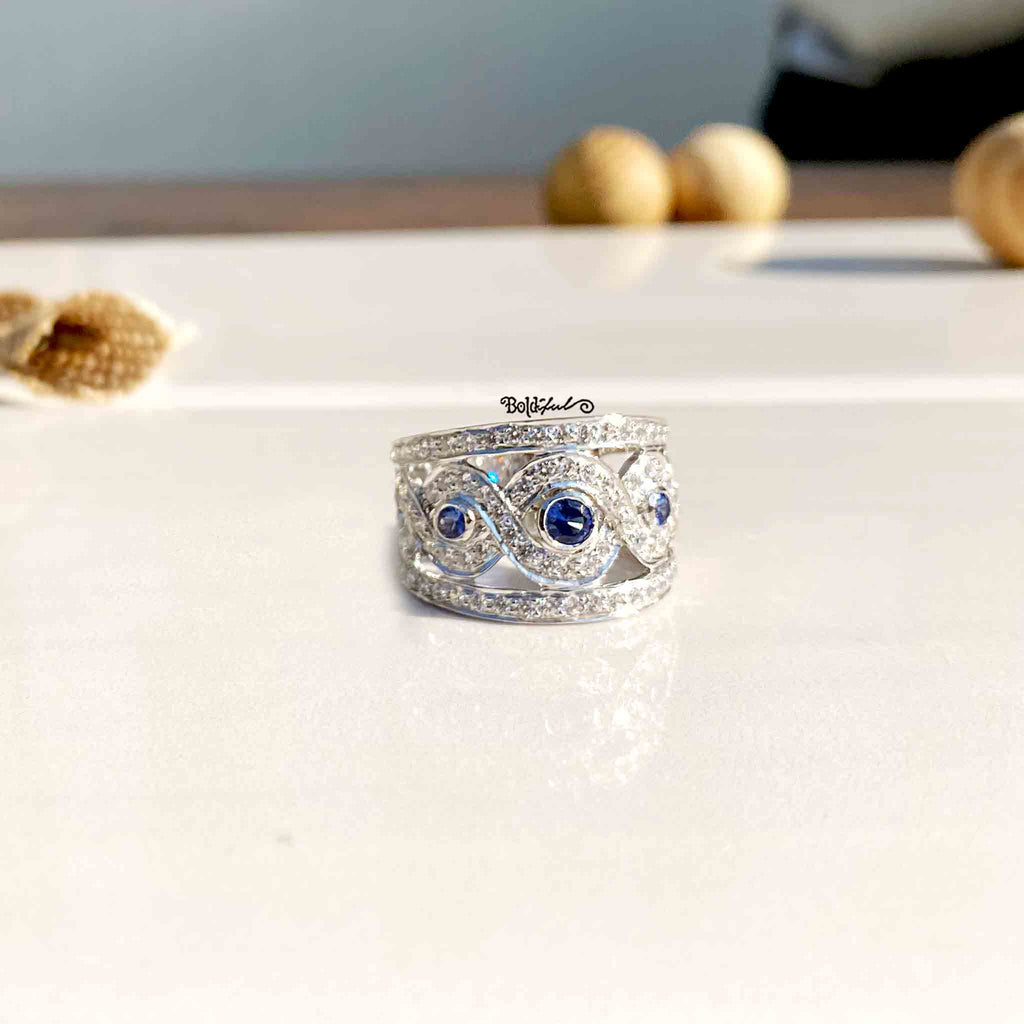 Purl Wide Silver Band Ring - Boldiful