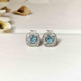 Racy Blue Topaz Minimal Ear Studs - Boldiful