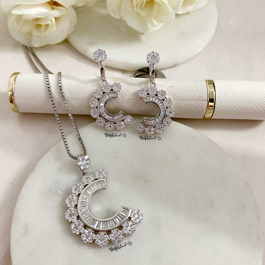 Rad Sterling Silver Pendant with Earrings - Boldiful