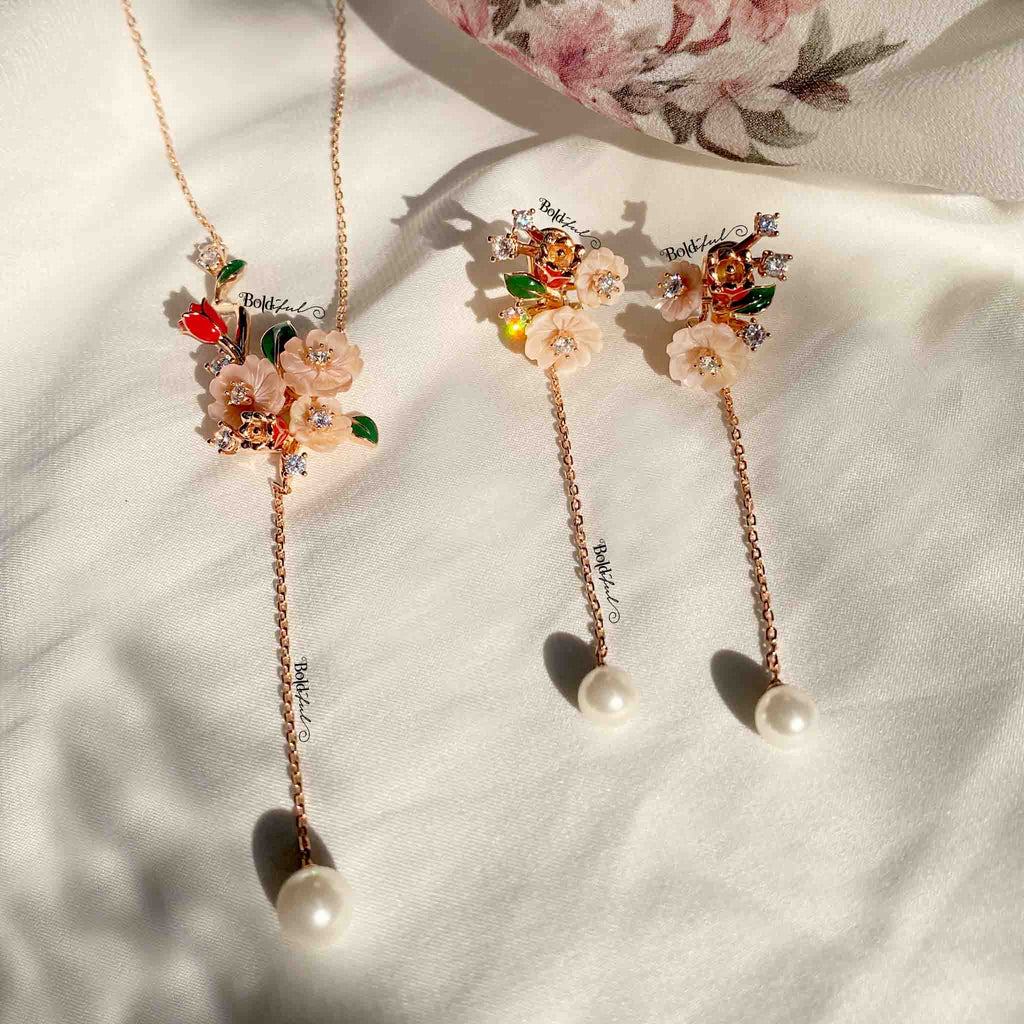 Rose Bahara Necklace Set - Boldiful