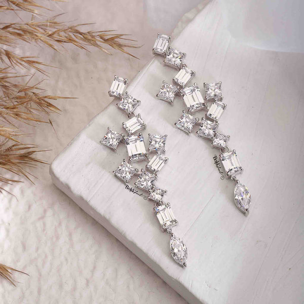 Buy Rune Long Silver Earrings | Boldiful