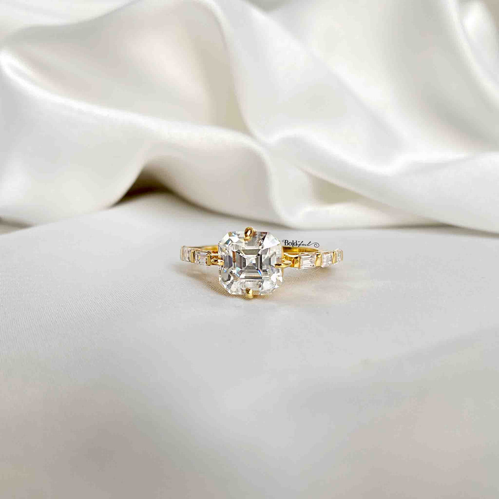 Spiffy Asscher Cut Moissanite Ring - Boldiful
