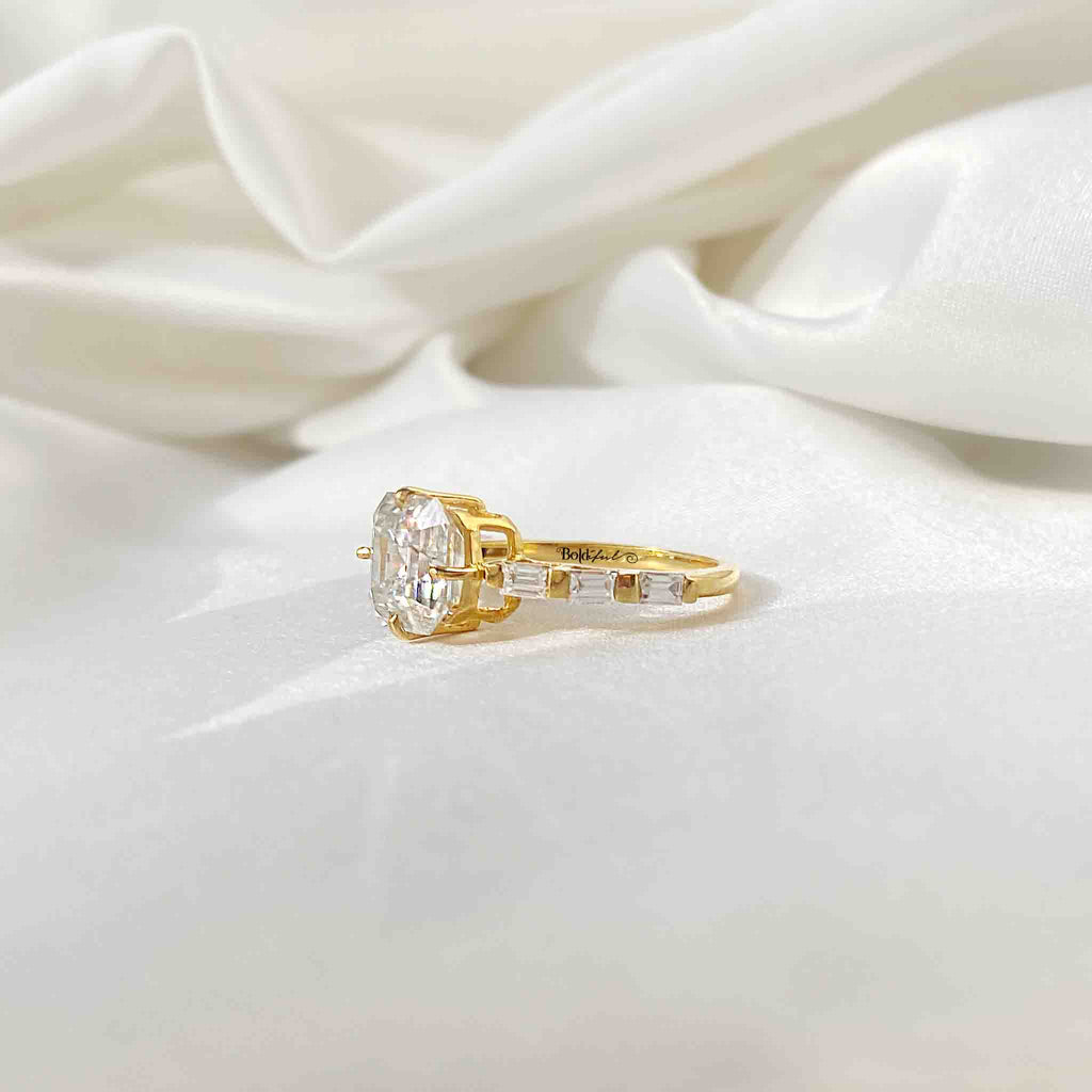 Spiffy Asscher Cut Moissanite Ring - Boldiful